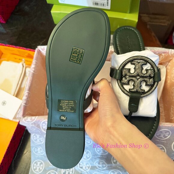 Stunning Tory Burch Miller pave sandals in dark... | Depop NIB Tory Burch Crystal Miller Pave Sandals Dark Emerald Green US 7.5 8 8.5 9 9.5